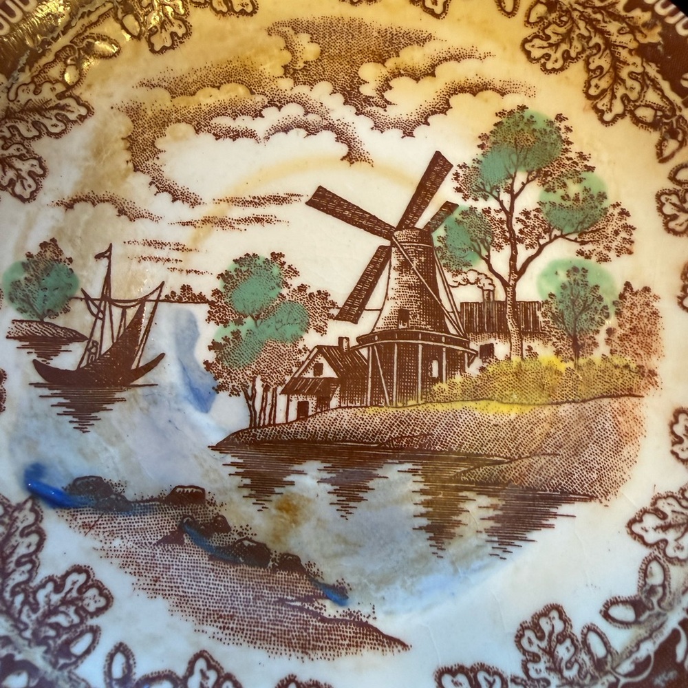 Vintage Ironstone Ware Holland Delft WINDMILL side dish Japan ▬ - Picture 2 of 4